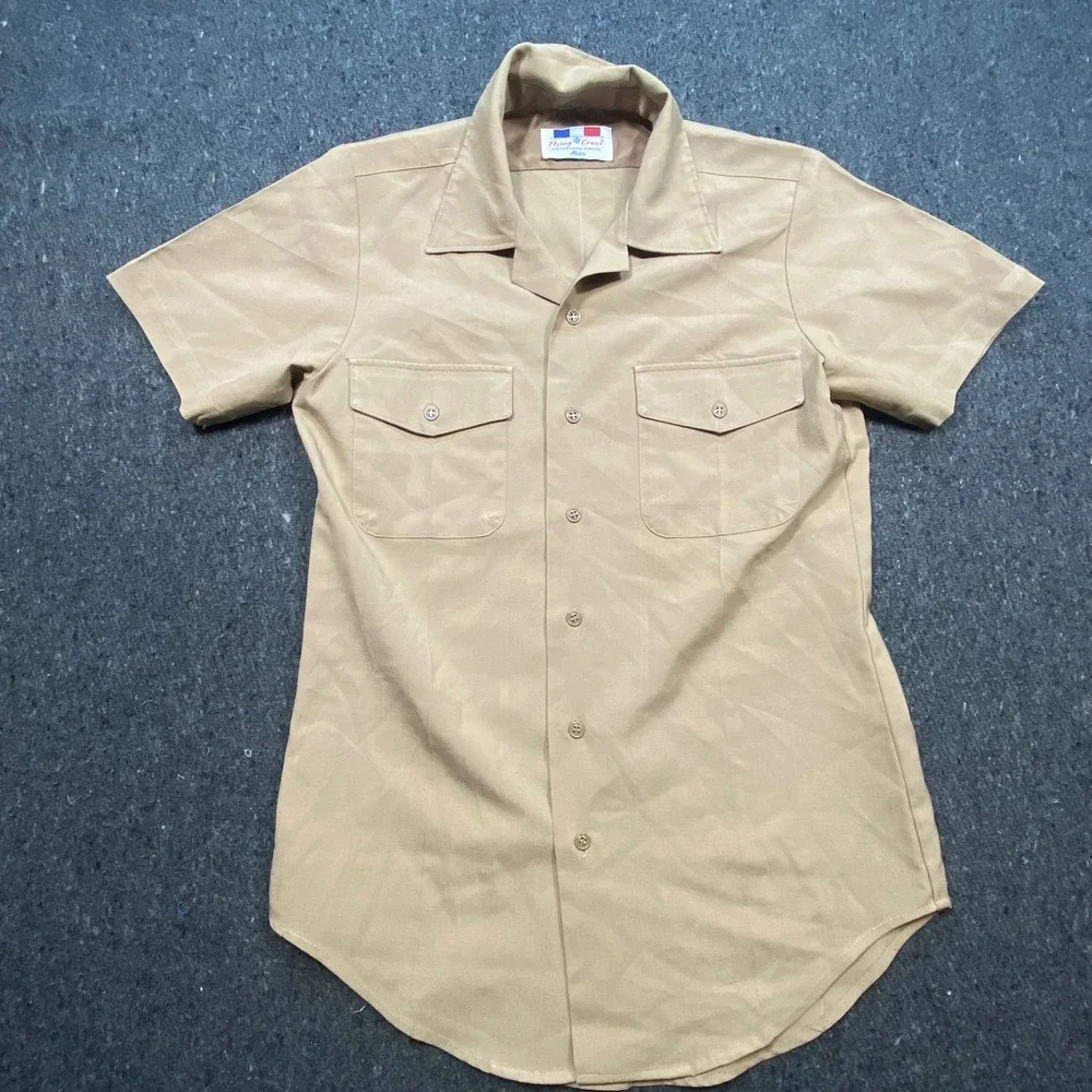 Flying Cross Tactical Tan Mens M Uniform Short‎ Sleeve Work Utility Shirt 4012